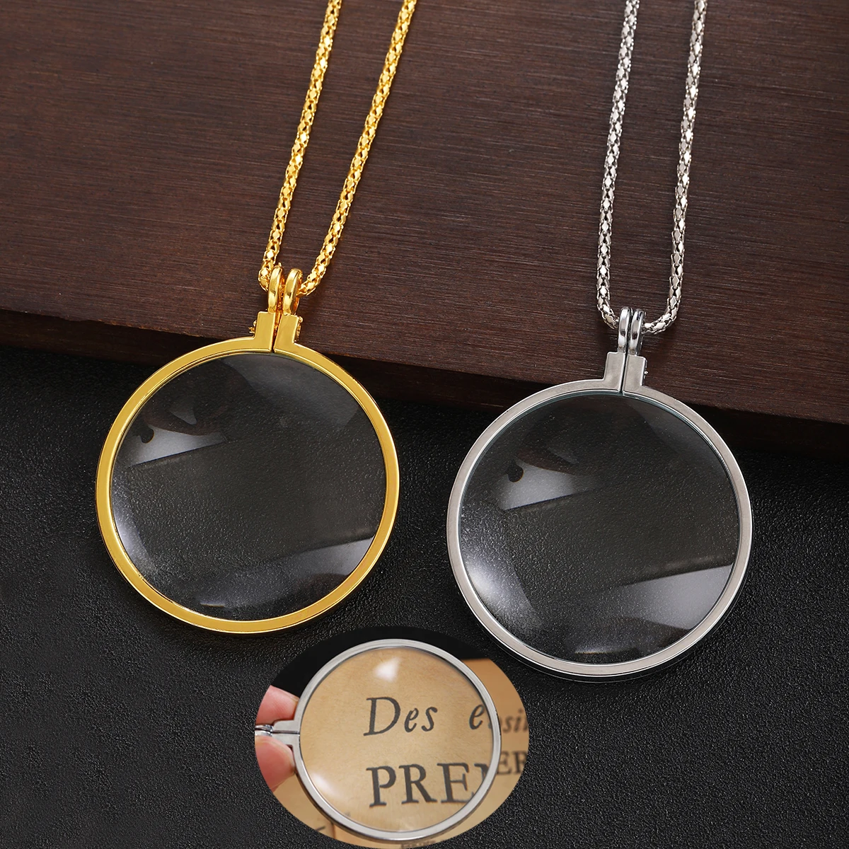 

5X Magnifying Glass Pendant Necklaces Women Men Optical Lens Portable Pocket Reading Elderly Low Vision Aid Daily Jewelry Gift