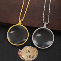 5X Magnifying Glass Pendant Necklaces Women Men Optical Lens Portable Pocket Reading Elderly Low Vision Aid Daily Jewelry Gift