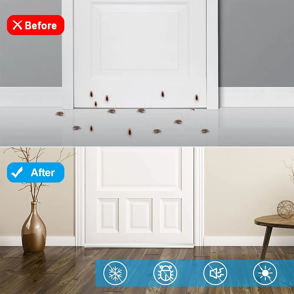 5pc Waterproof Seal Strip Draught Excluder Stopper Door Bottom Guard Double Silicone Soundproof Flexible Wind Noise Reduction