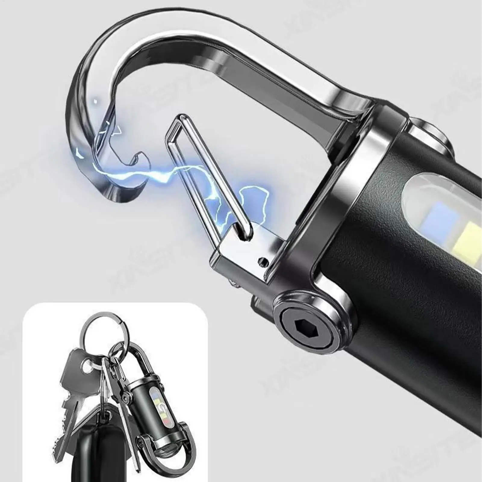 Torcia a LED COB Portachiavi Torcia portatile ricaricabile USB 1000LM Portachiavi impermeabile Lampada da tasca da campeggio