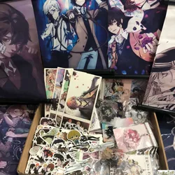 Dazai Osamu Nakahara Anime Gifts Box llavero figura pegatinas colección postal