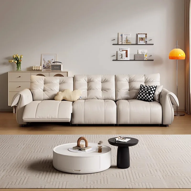 Italian simple sofa cinema automatic retractable adjustable leather sofa