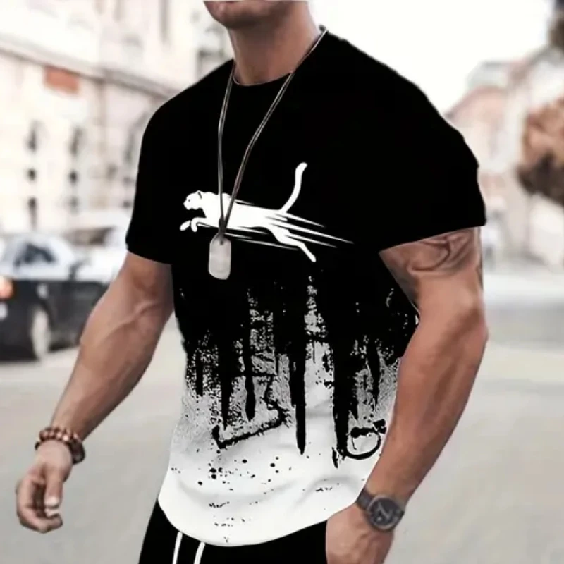 Animal T-Shirts For Men 3d Print T-Shirt Mens Sports T-Shirt Street Fashion Short Sleeve Tee Shirts Loose Oversized Men image 2