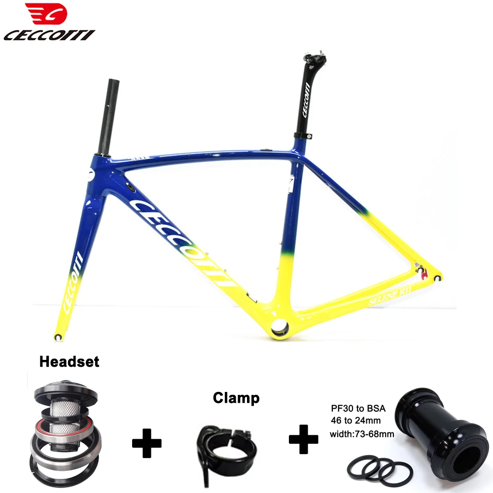 CECCOTTI-Carbon Road Bike Frame, V-Brake Bicycle Frame, Super Light, PF30, 700C X 25C, Di2 & Mechanical Bike Frames