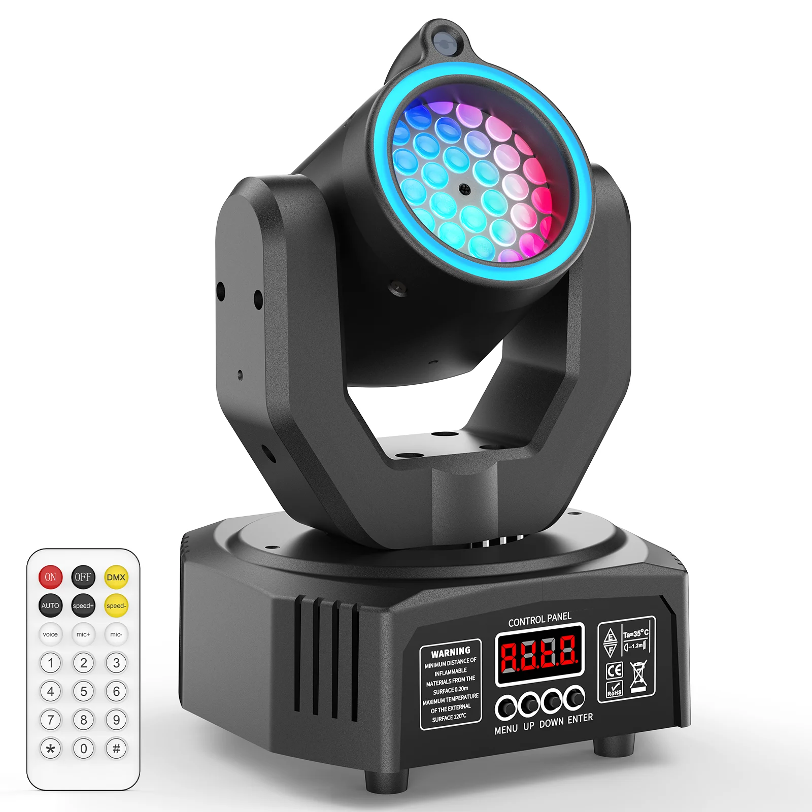 

U'King Mini 30W Beam Pattern Moving Head Light RGB DMX Sound Activated Strobe Effect Stage Light for DJ Disco Party Christmas
