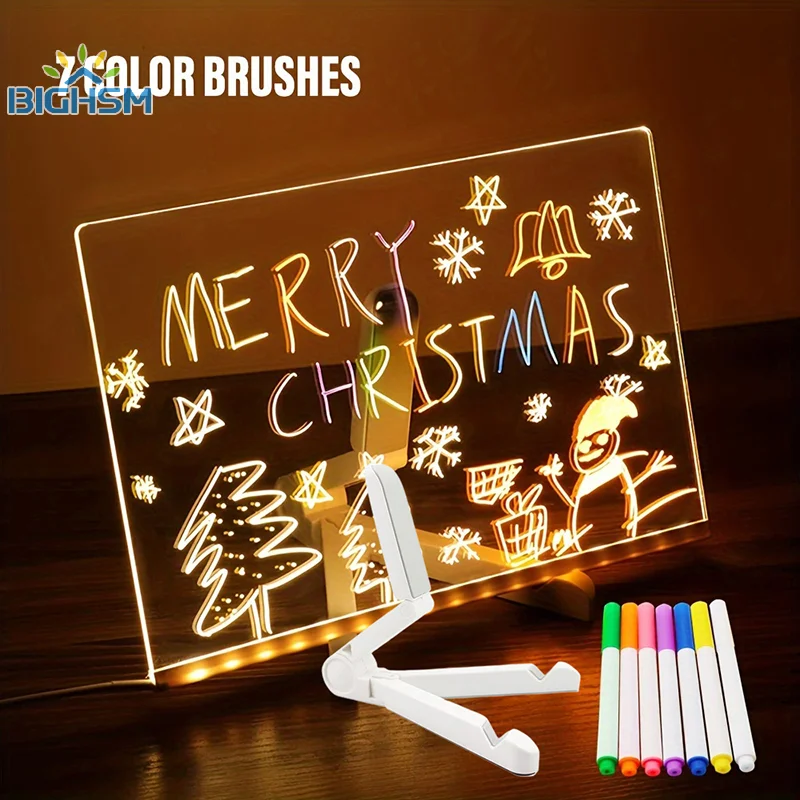Lámpara LED creativa, tablero de notas para mensajes, tableros de dibujo USB borrables para niños, luz nocturna para dormitorio, regalo de cumpleaños para niños, lámpara de noche