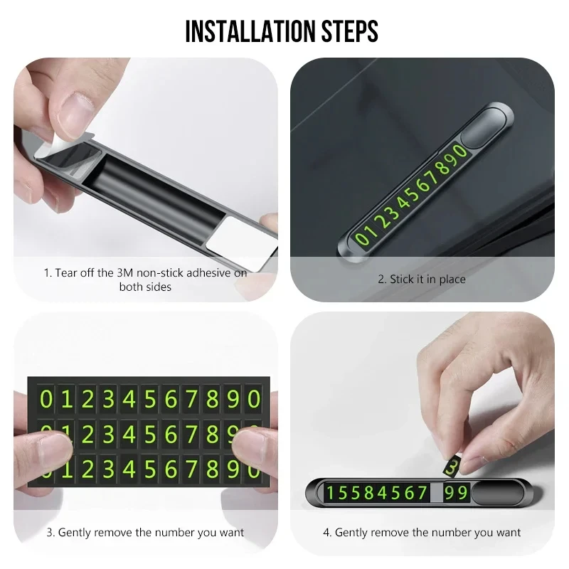 Car Styling Temporary Parking Card Plate Telephone Number Metal Alloy Texture Auto Phone Number Card Card Hidden Car Sticker image 5