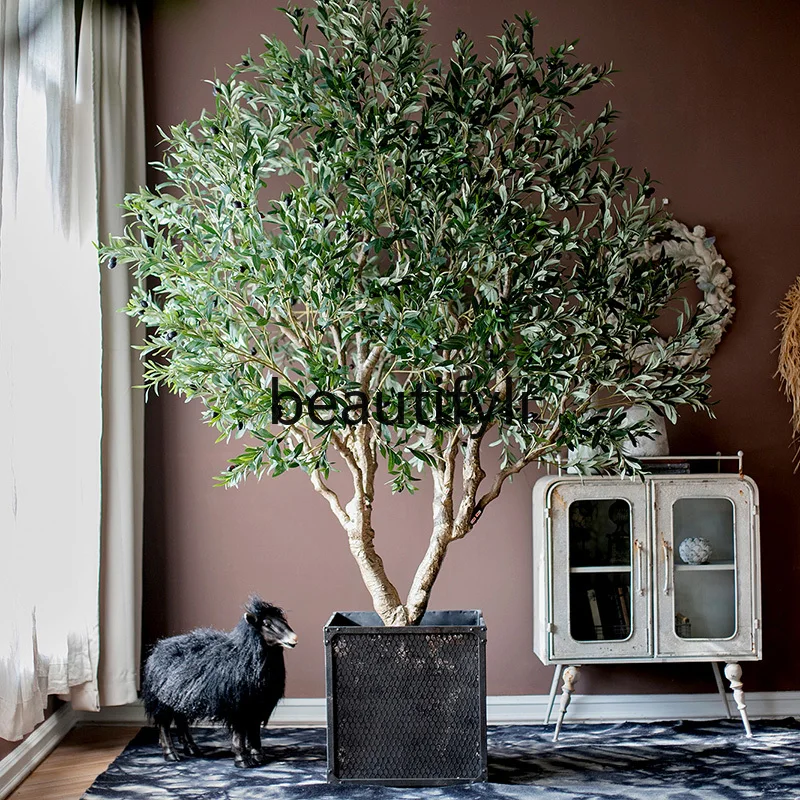 Olive tree Green plant Bonsai Large plant False potted tree Nordic style Interior decoration ornament