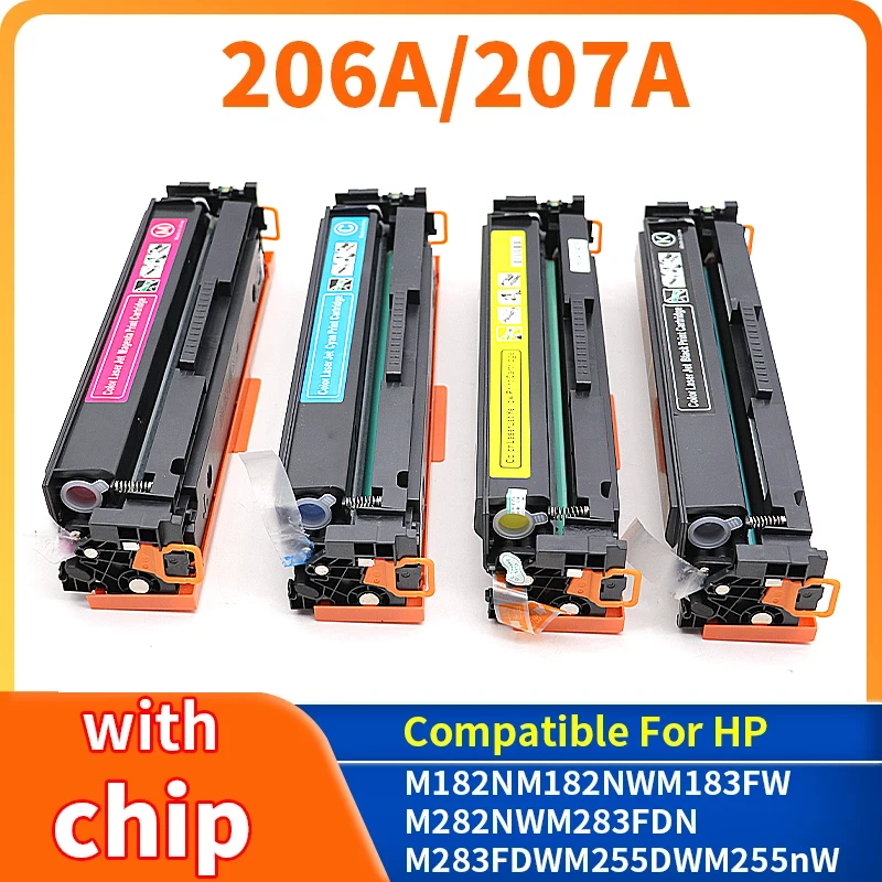 With Chip 206a 206X 207a W2110A Toner Cartridge Compatible for HP Laserjet Pro M255 M255dw M255nw MFP M282nw M283fdw Printer