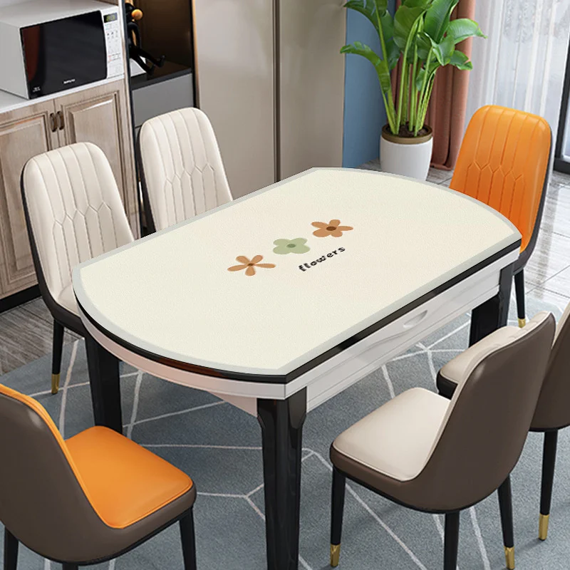 Oval leather dining table mat waterproof, oil proof, wash free pvc foldable retractable table cloth, anti scalding table cloth