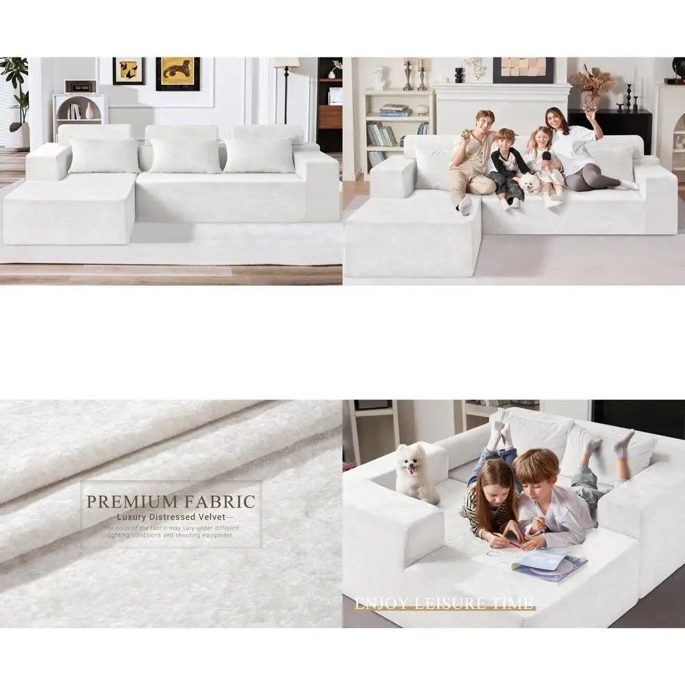 L-Shaped Modular Sectional Sofa 105 - Comfortable Deep Seating for Living Room, Ready to Use, No Assembly Needed