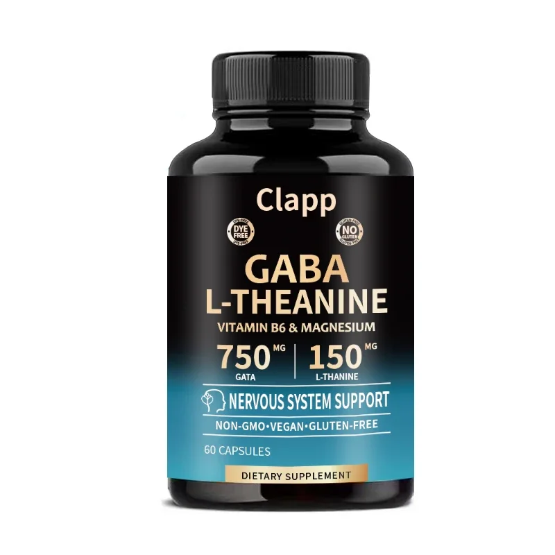 GABA L-theanine Stress Relieving Supplement - Magnesium | Vitamin B6-750 Mg Gamma Aminobutyric Acid