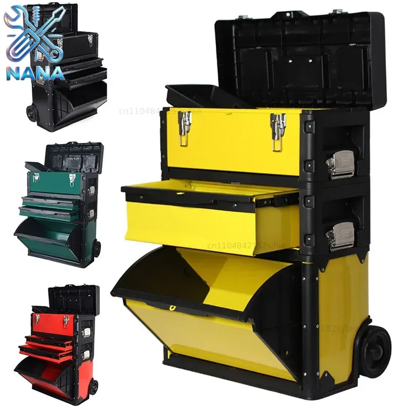 Tool Box Storage Professional Big Metal Removable Three-layers Alloy Tool Box Workshop Storage Hardware Electrician Product