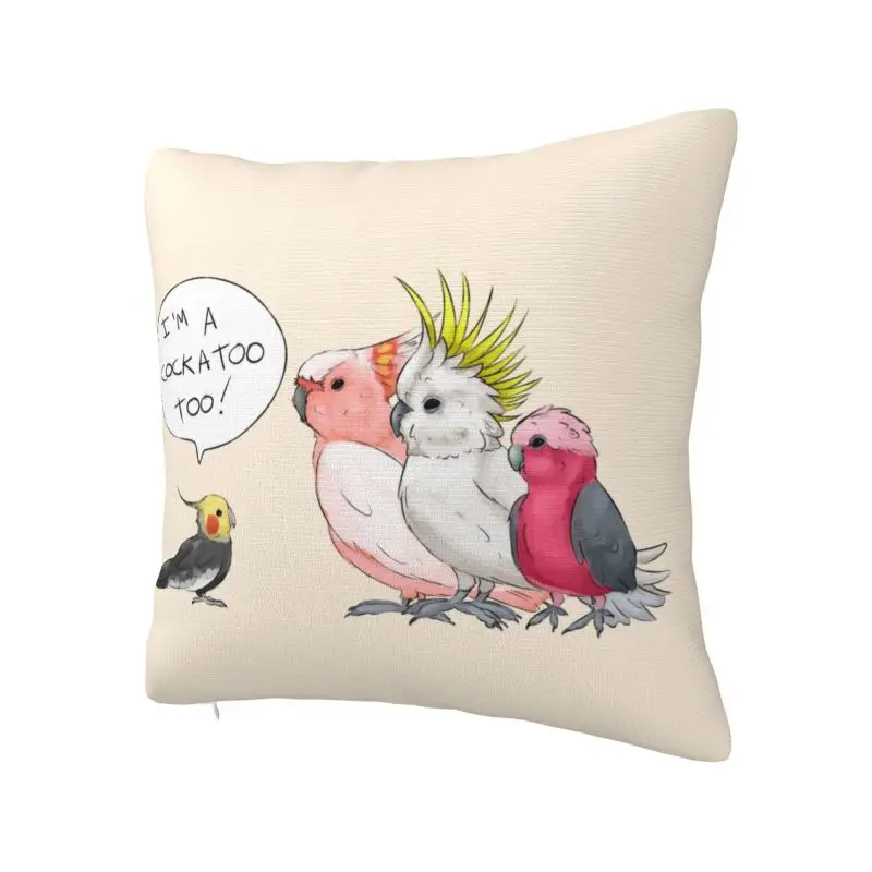 Funny Cockatoo Cockatiel Pillow Covers Home Decor Kawaii Parrot Birds Cushions for Sofa Square Pillowcase