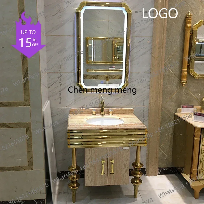 

European Style Classical Bathroom Cabinet Combo Modern Luxury Design Bathroom Mirror Storage Shelves Home Furniture Bagno FYBC