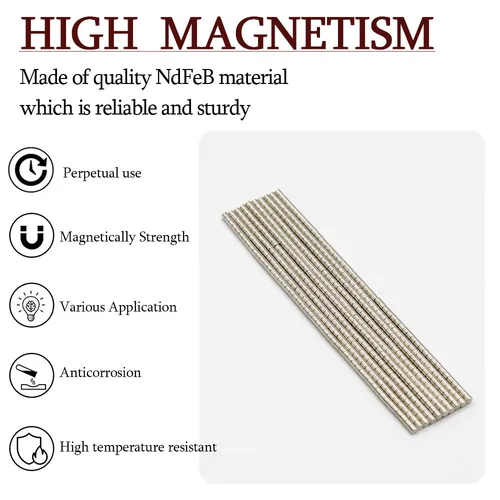 Imagen 2 del producto Imán de neodimio redondo súper fuerte de 2x2mm, imanes potentes N35, pequeño imán magnético permanente para refrigerador NdfeB 2x2