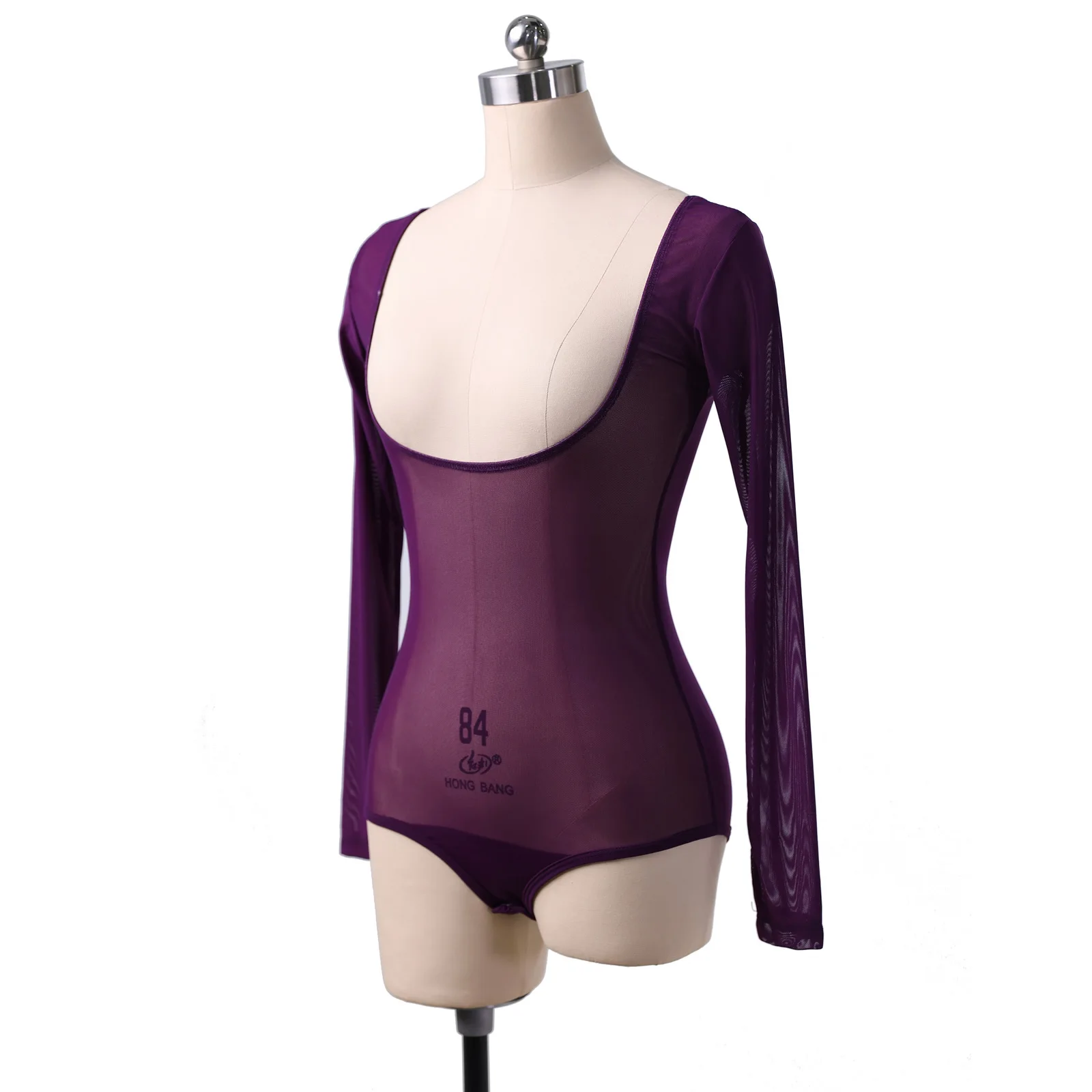 Top in garza aderente a maniche lunghe magliette in pura maglia trasparente costumi di danza del ventre per adulti Sexy vestito di carnevale body busto aperto