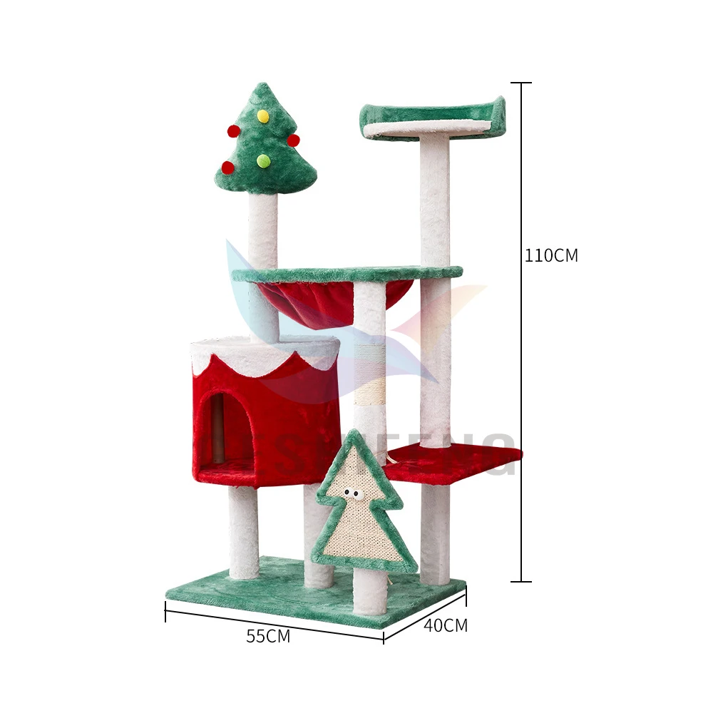 

Christmas Hot Selling Cat Tree House Climbing Frame Luxury Large Cat Trees Scratcher Sisal Wood Pet Cat Tree
