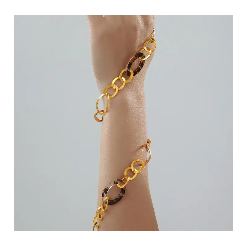 

Seattle Handmade Leopard Print Long Autumn and Winter Fashion Sweater Necklace Stainless Steel Plated Real Gold Original Design
