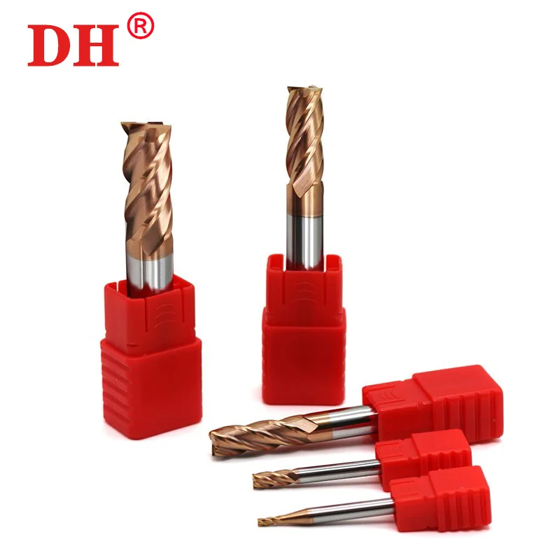 HRC55 4-Flute alloy cnc Milling Cutter Tungsten Steel Carbide Coating Flat End Mill For CNC Mechanical Machining Endmills Tools