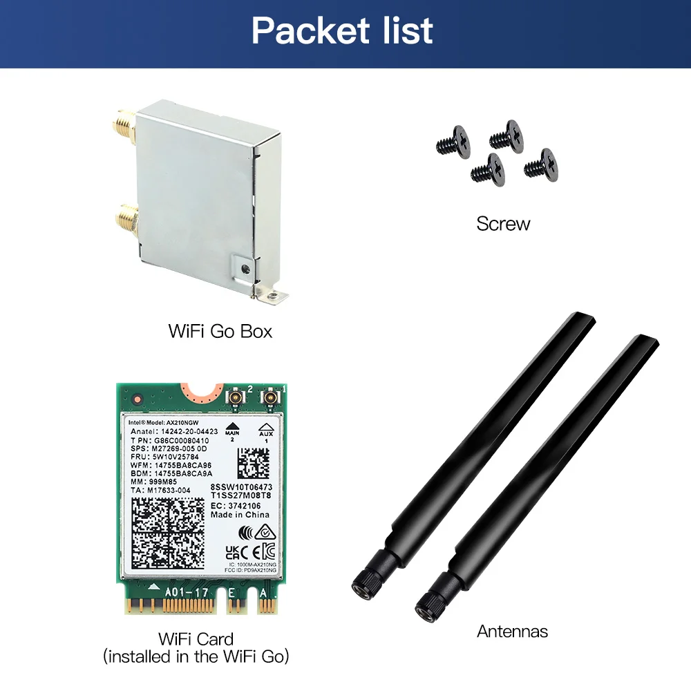 Imagem -04 - Wifi 6e Intel Ax210 Placa de Rede 5374mbps Wifi6 Ax200 Bt5.3 Wifi ir Adaptador sem Fio para Asus H610m-a B660m B550 Z370 X470 pc