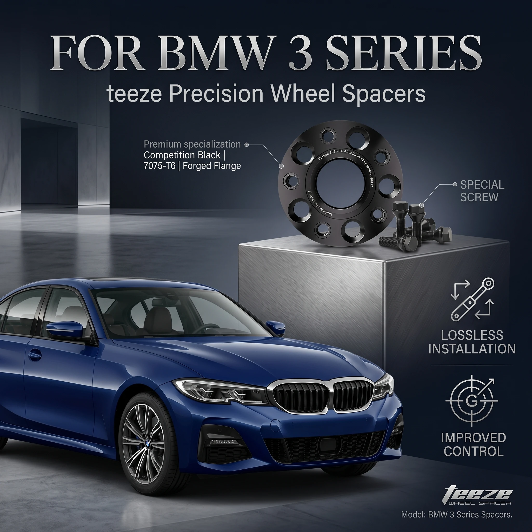 

TEEZE Forged Aluminum Wheel Spacers 5x112 CB 66.6mm M14x1.25 Hubcentric Adapters For BMW 3 Series G20 M340i M3 G80 1Pc
