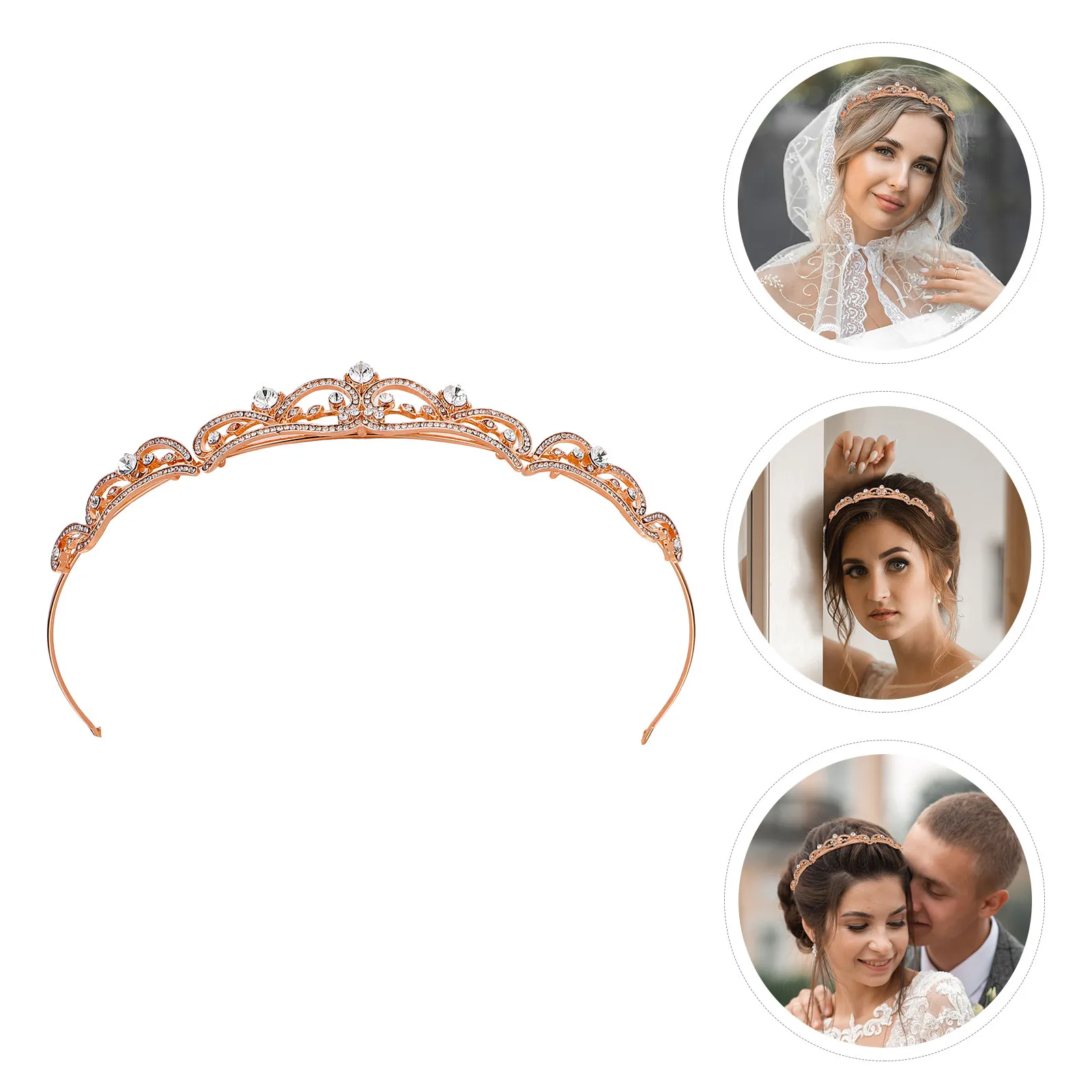 

Baroque Style Wedding Crown Elegant Bride Tiara Headdress Shiny Bridal Hair Accessory for Wedding Party Banquet Performance