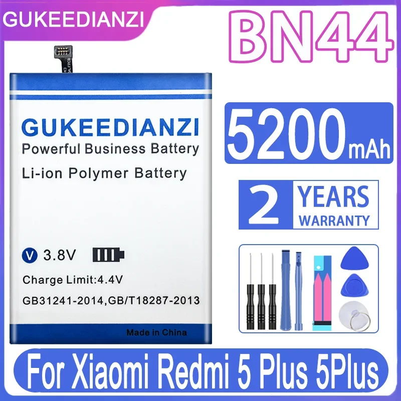 GUKEEDIANZI New BN44 Mobile Phone Replacement High Capacity Strong Endurance Battery 5200mAh For Xiaomi Redmi 5 Plus 5Plus