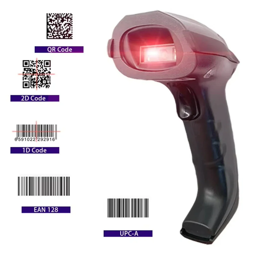 Cheapest 1D&2D Supermarket Handheld Barcode Scanner Bar Code Reader QR Blue tooth 2.4G Wireless&Wired Scanner