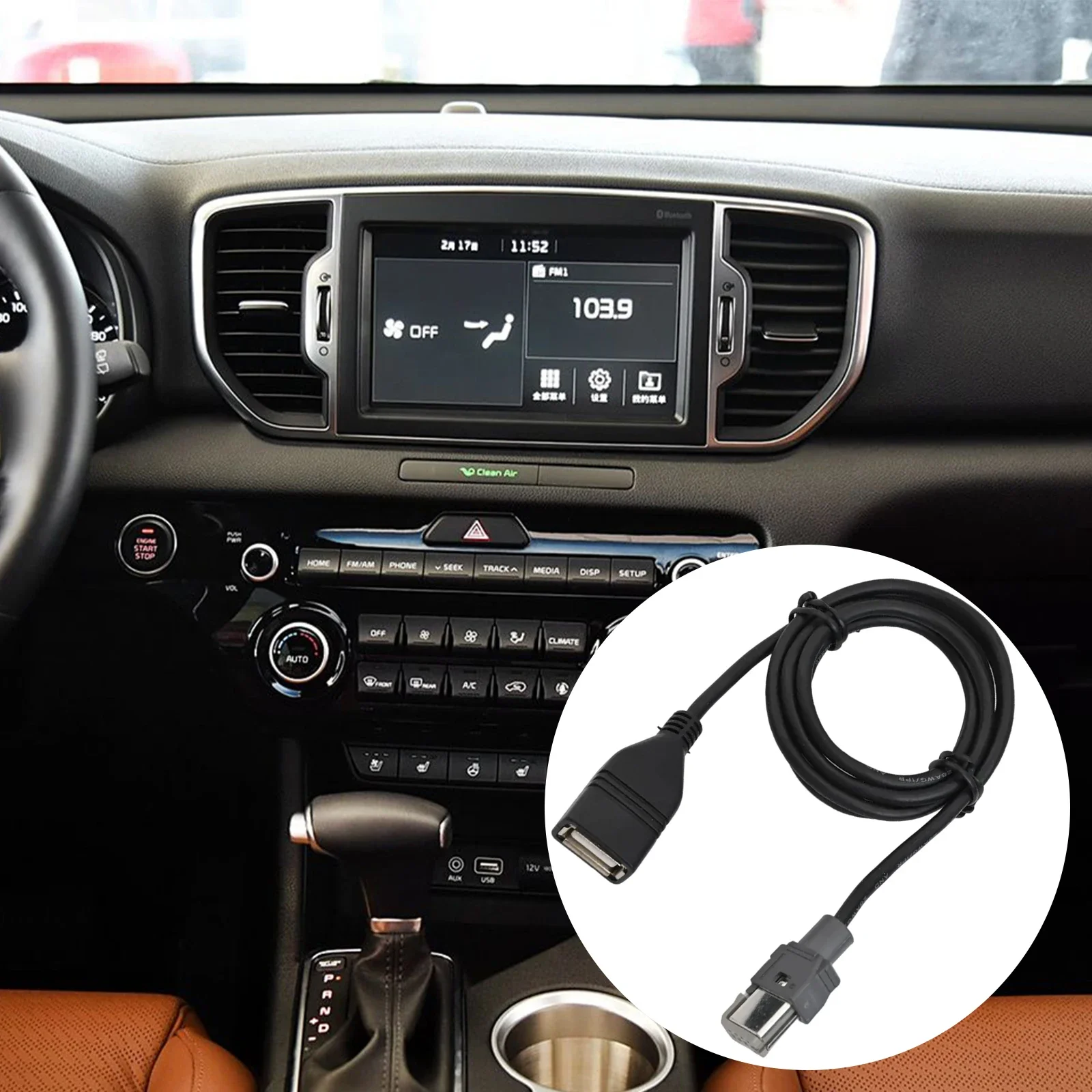4Pin Connector Aux Audio Input Reliable Performance Wear-Resistant Material 4Pin Interface ABS Material Easy To Use For Hyundai