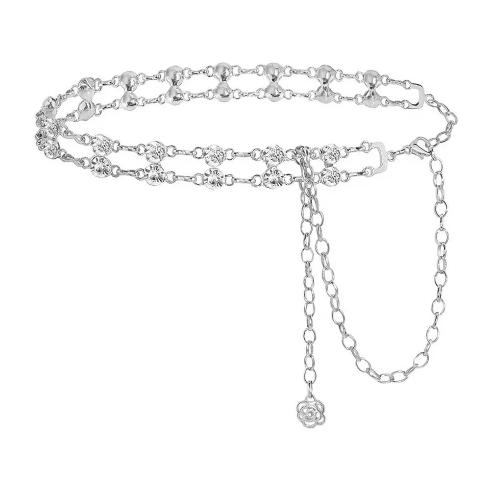 Dress Jeans Decorative Casual Slimming Cummerbands Crystal Waist Band Luxury Thin Waistband Rhinestone Metal Chain Belt