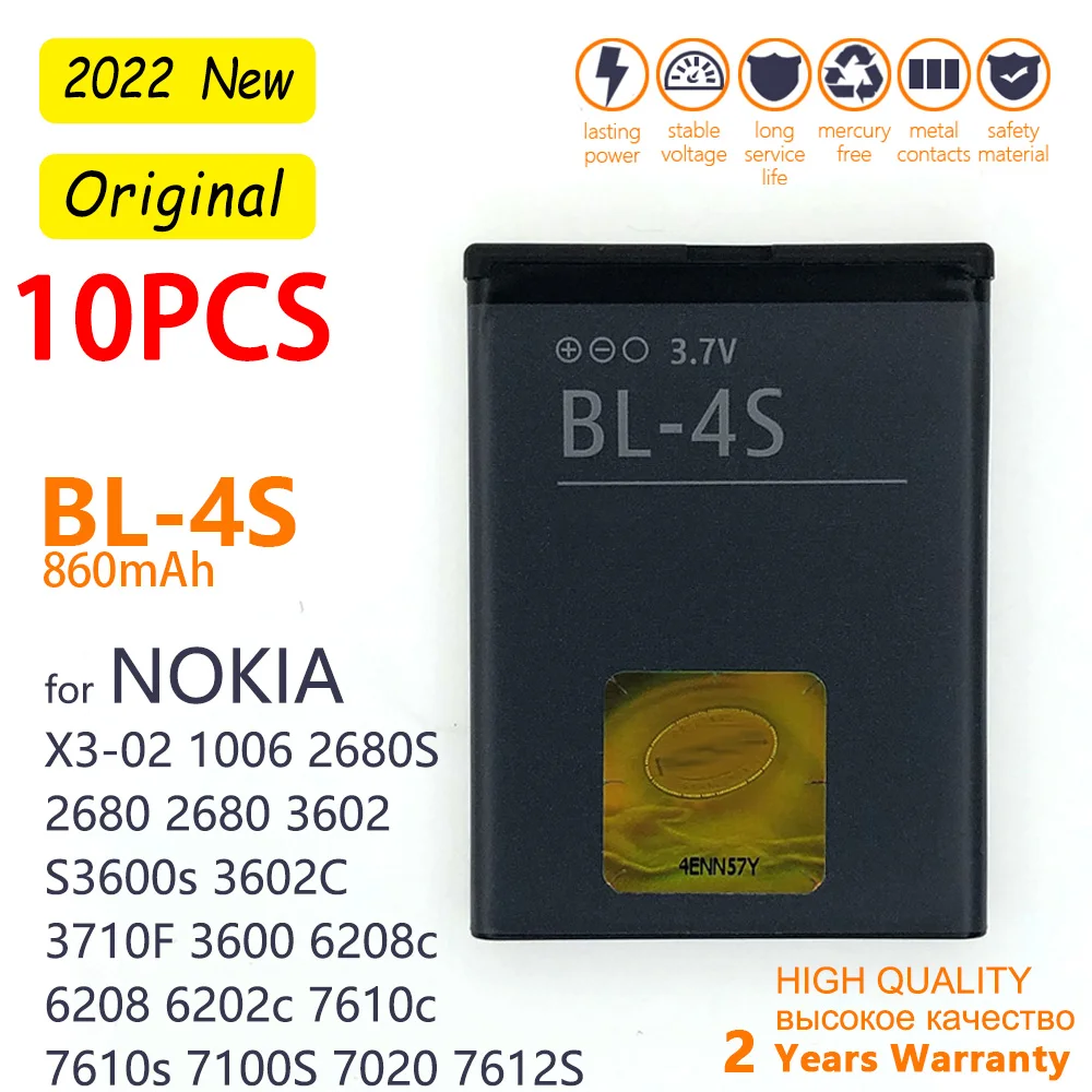 860mAh BL 4S BL-4S Battery For Nokia 1006 2680s 3600s 3602S 6202C 6208c 7020 7100s 7610 X3-02 3710f Rechargeable Battery BL4S