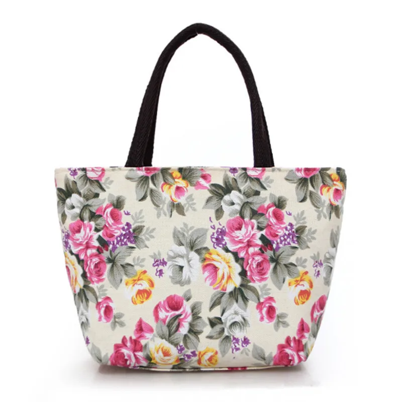 2022 New Summer Women’s Mini Handbag Canvas Portable Flower Printing Travel Shopping Reusable Tote Bag Lunch Bag Hot Dropship mini rechargeable fan motor 4 fan leaf 4 5 9 0v for dc motor load speed 2480 419 dropship