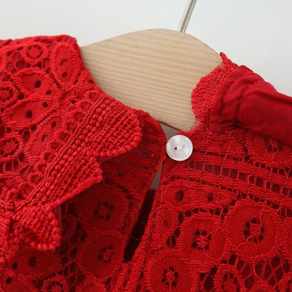 Bear Leader السنة الجديدة عيد الميلاد ملابس الطفل الخريف الوردي الحلو لطيف فتاة فساتين الدانتيل فستان الأميرة بأكمام طويلة بلون #5