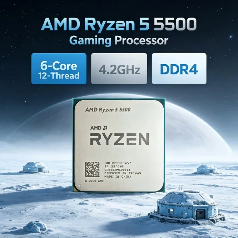 Processeur de bureau AMD Ryzen 5 R5 5500, 6 cœurs, 12 threads, 3,6 GHz, 4,2 GHz, 16 Mo de cache L3, 7 nm, 65 W, socket AM4, mémoire DDR4, pour le jeu
