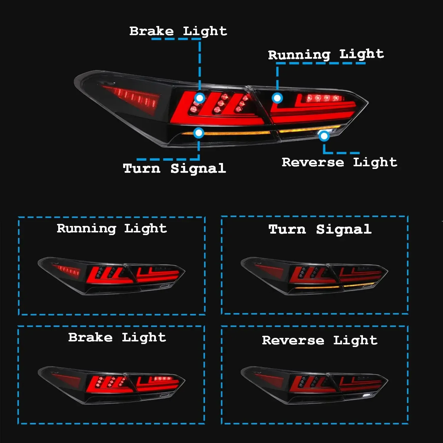 LED Tail Lights For Toyota Camry 2018 2019 2020 2021 2022 2023 Rear Lamps Start Up Animation DRL Brake Turn Signal Assembly