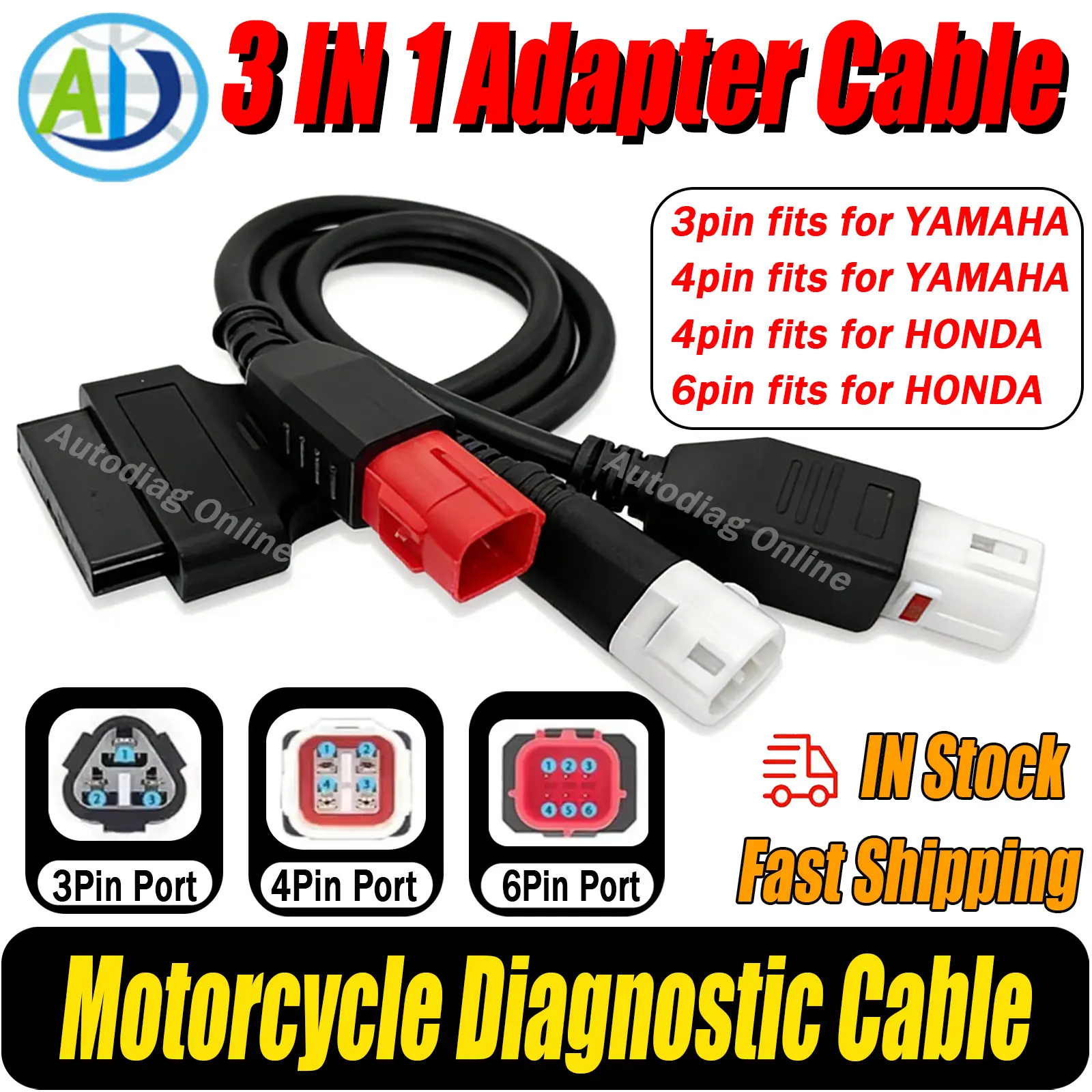

OBD2 Adapter Cable For Yamaha Honda SUZUKI KTM Motorcycle Diagnostic Scanner Connector 3pin 4pin 6pin Moto OBD2 Diagnostic Cable