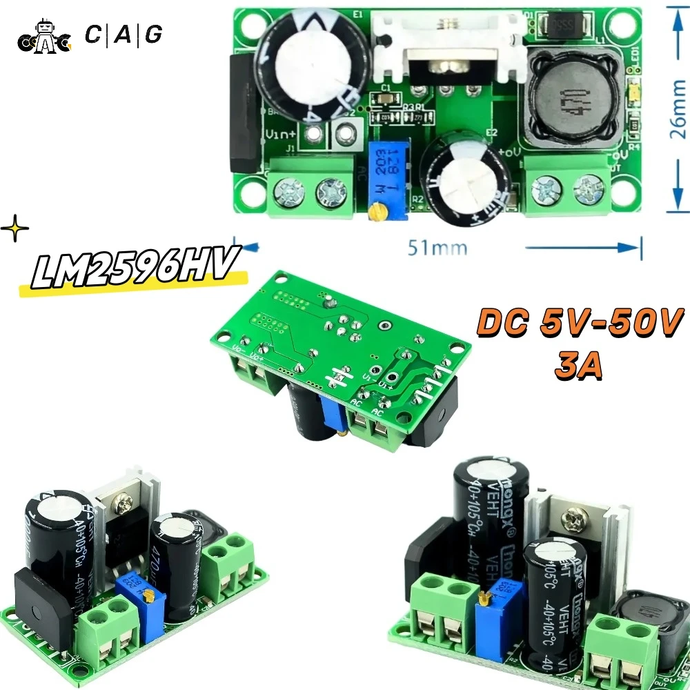 LM2596HV DC-DC adjustable step-down 3A power Supply module DC 5V-50V,3A Large current Large power