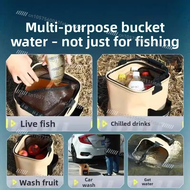 Collapsible Fishing Water Bucket Outdoor Fish Storage Box Portable Handheld Live Fish Keeper