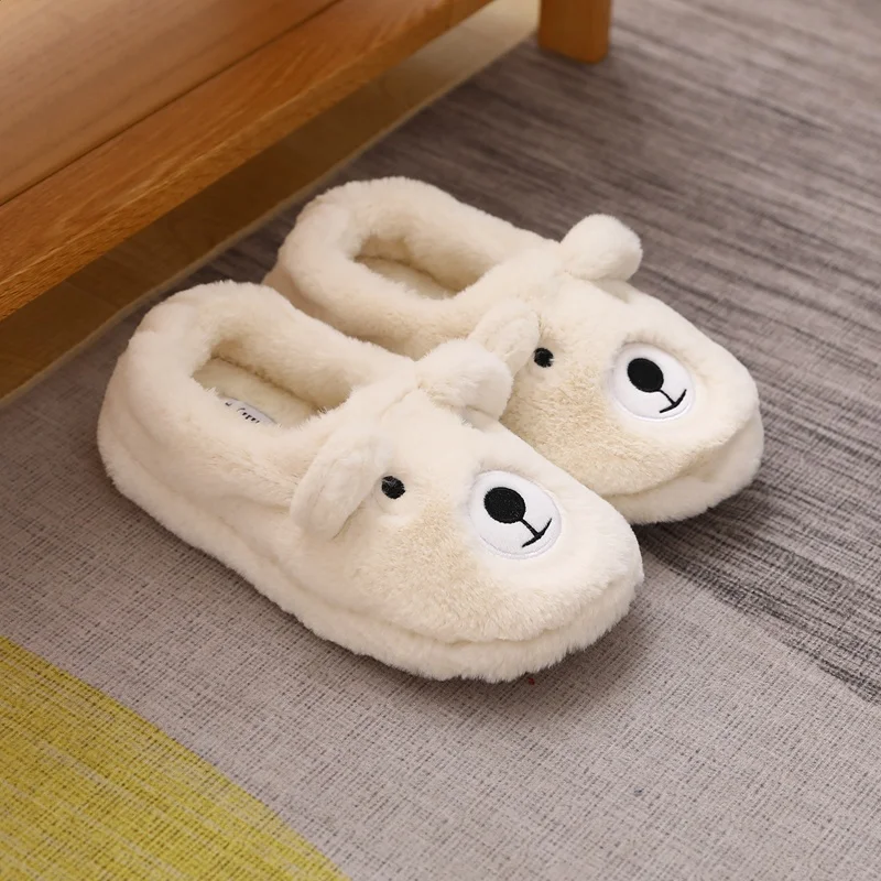 

freesize Little White Bear Plush indoor Winter plush slippers A must-have for home office and study