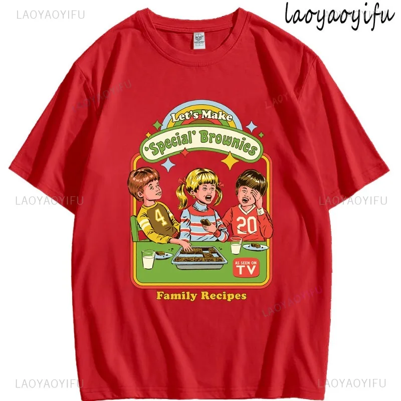 

Lets Make Special Brownies Theme Print T-shirt 100%Cotton Summer O-Neck Breathable Tee Fashion Men's Women's Trend Casual Tops