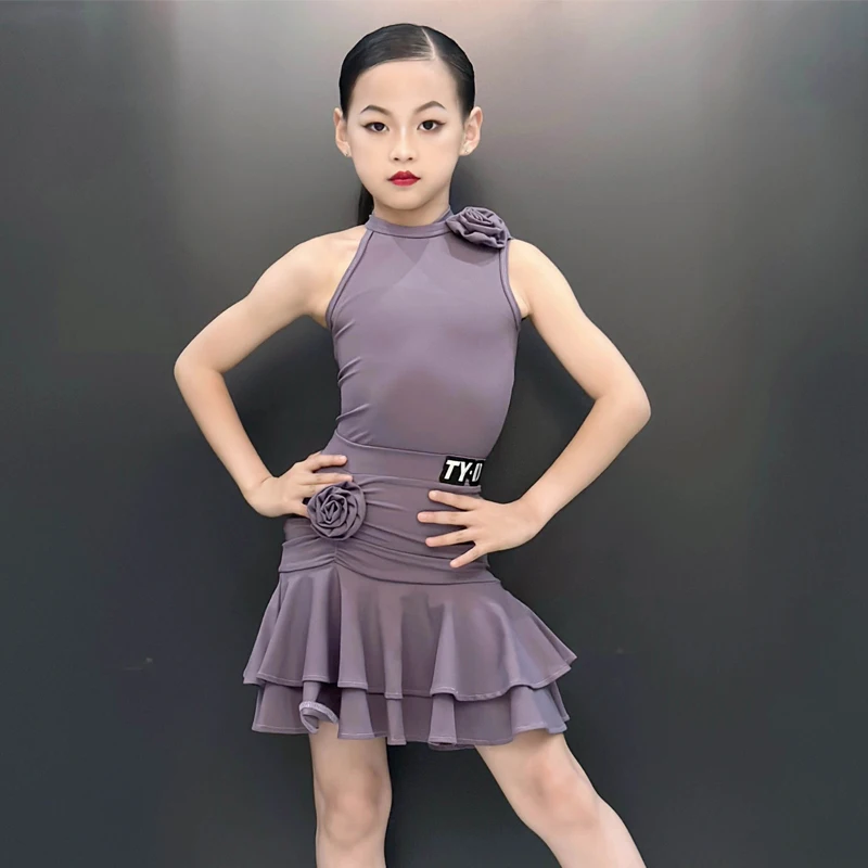 2025 New Girls Latin Dance Competition Dress Children'S Ballroom Dance Dresses Kids Professional Dancing Costume DW10770