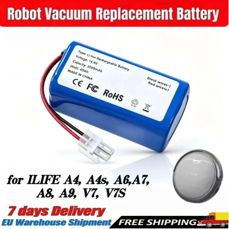 Hochleistungs-Original-Ersatzakku 14,4V 3500mAh INR18650 M26-4S1P für Roboterstaubsauger, Allround-Mehrfachschutzschaltung, Langlebige Ersatzkomponenten für ILIFE A4 Serie A6 A7 A8 A9 V7 V7S Kabellose