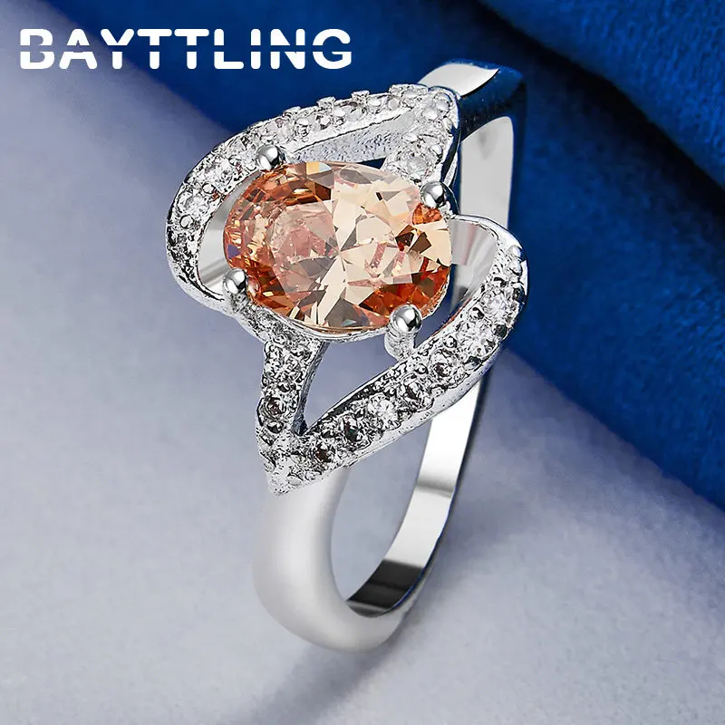 

New 925 Sterling Silver Ring Beautiful Large Zircon Ring Women Fashion Engagement Gift Girlfriend Jewelry Accessories