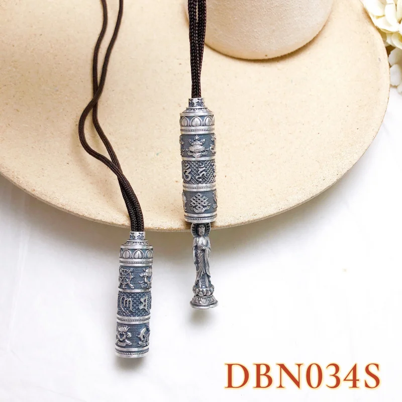 999 Sand Old Six-Word Mantra Buddha Silver Guanyin Pendant