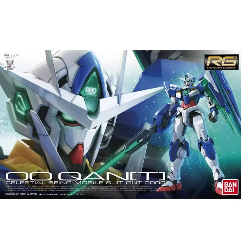 Bandai Original Genuine Anime GUNDAM 00Qan[T] RG 1/144 Assembly Model Toys Action Figure Gifts Collectible Ornaments Boys Kids