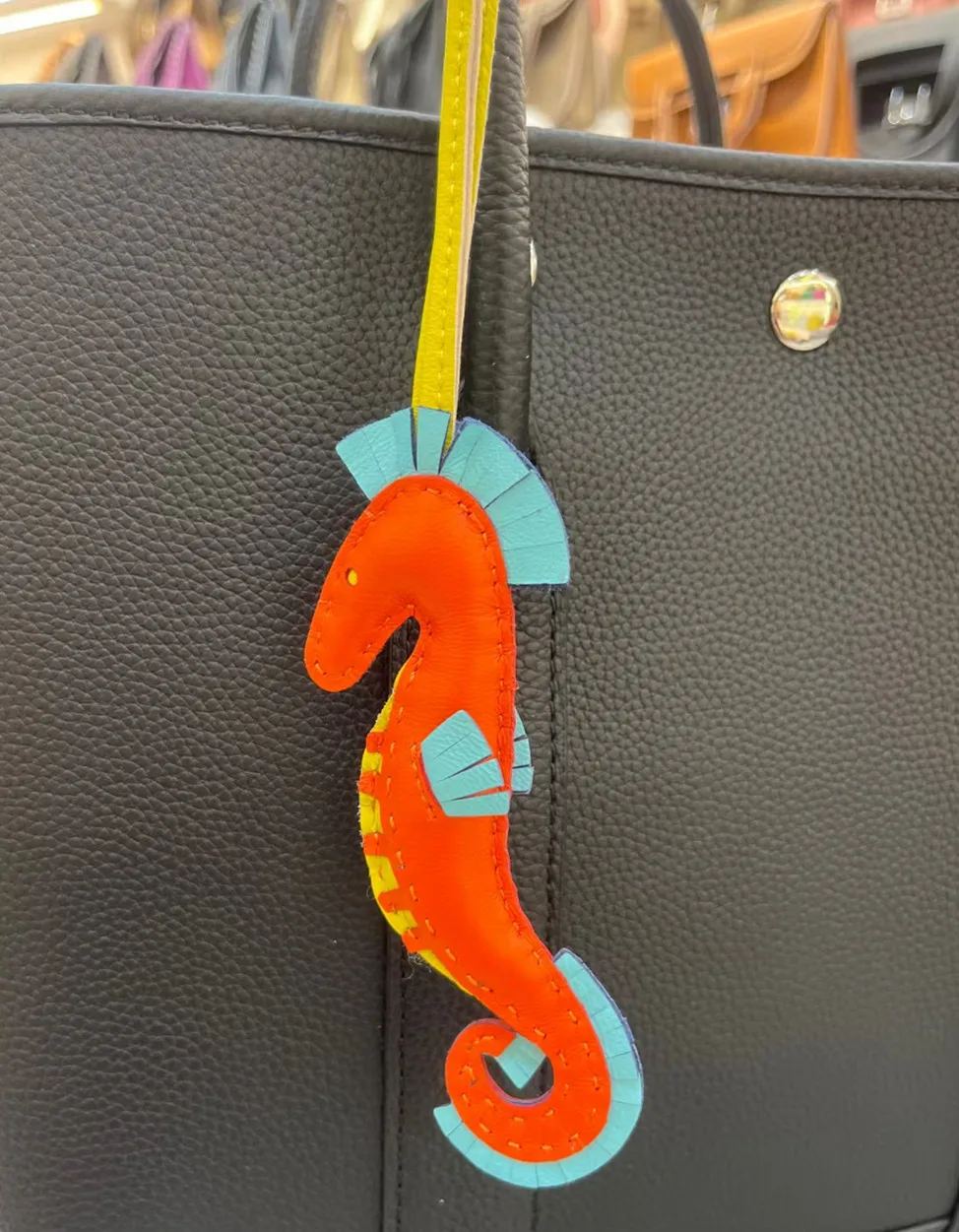 Fashion Real Leather Lovely Hippo Bag Charm Handbag Sea Horse Drop Decoration Hanging Ornament Key Chain 5 Colors