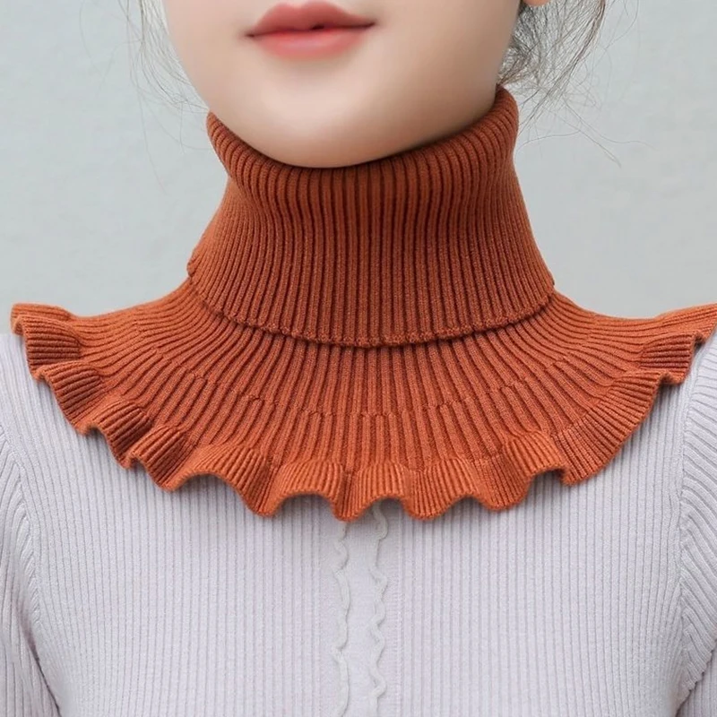 Women Warm Knitted Fake Collar Thicken Turtleneck False Scarves Detachable Neck Scarf