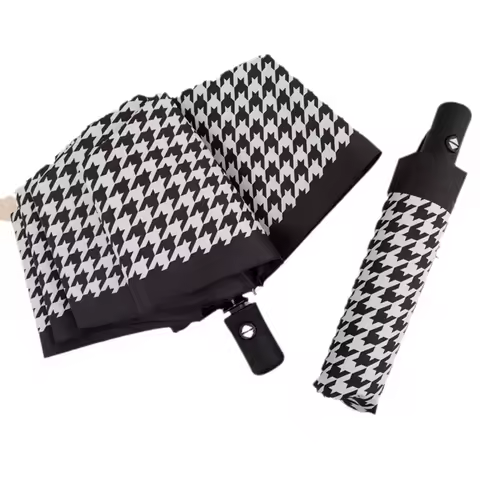 Creative Chessboard Grid Fully Automatic Umbrella High Beauty Women's Rain and Rain Dual Use UV Protection Ins Sun Umbrella