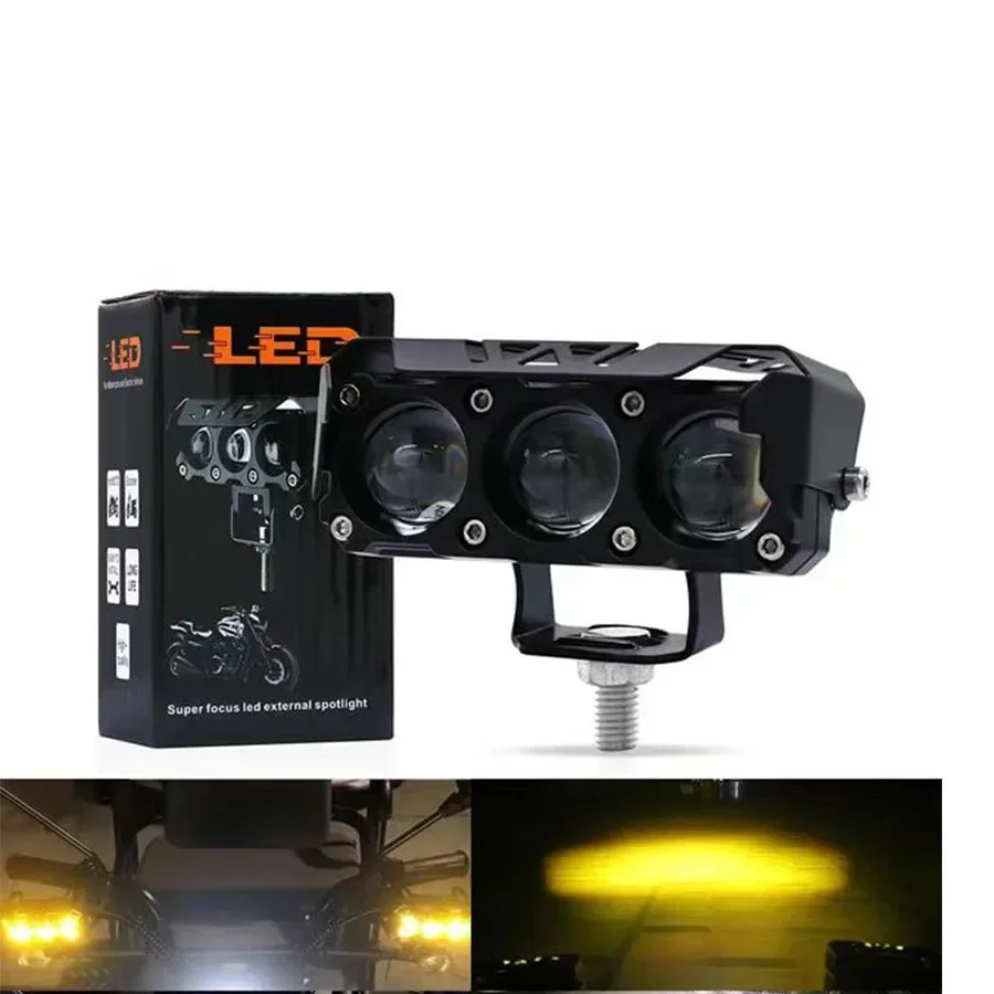 

Motorcycle LED Spotlight Dual Color Hi/Low Beam Fog Lamps for Car Trucks SUV UTV 12V 24VMini Lens Headlight Driving Light